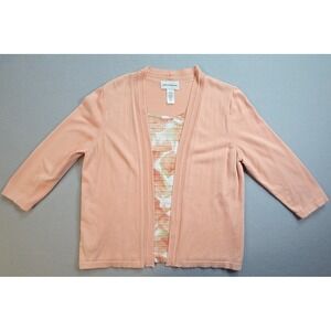 Alfred Dunner 2 in 1 Layered Cardigan ‎ Large  Sweater Springtime in Paris Pink